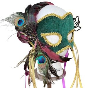 Mardi Gras Unique Ornate Masquerade Multicolor Feathers Mask One Size